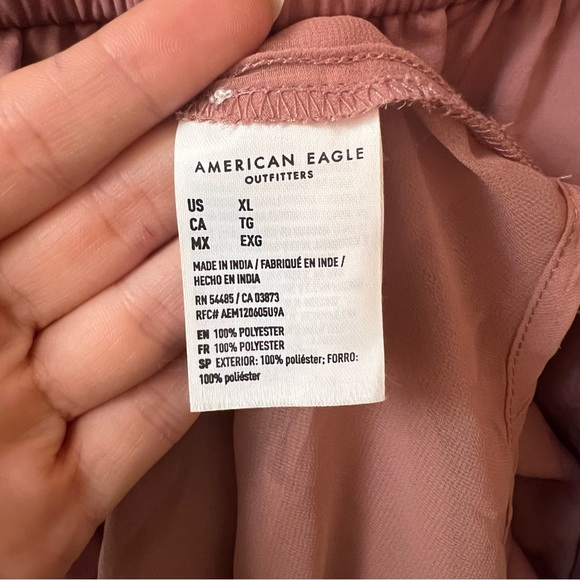 AMERICAN EAGLE - Silky Pink Mini Dress with Elastic Waistband - Picture 11 of 14